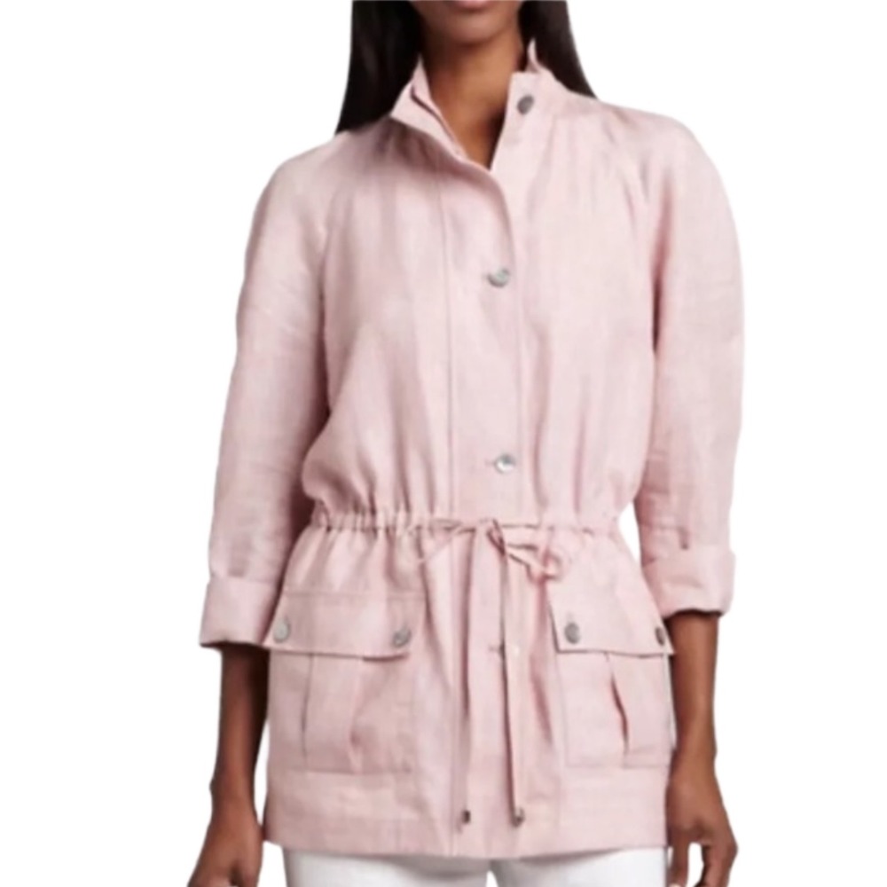 Neiman Marcus Linen Utility Jacket Pale Pink Women's‎ Size Large